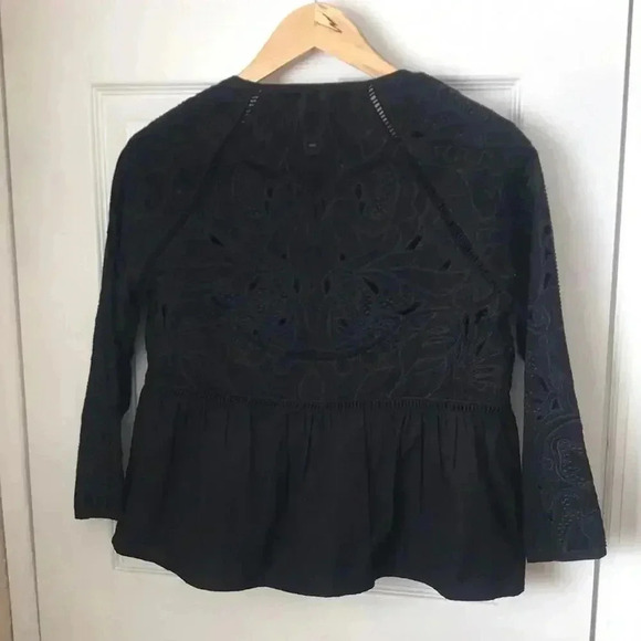 Lucky Brand ☘️ Embroidered Black blouse/jacket Folk Boho Western Indie Small. - Picture 3 of 14